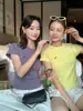 Camiseta Blanca Redonda Versátil de Alta Calidad con Bordado de Pony Estilo Coreano, Top de Verano Delgado de Manga Corta Premium para Mujer