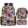 Mochila Escolar Transfronteiriça Nova Noite de Natal Choro Mochila Halloween Poliéster Mochila Estudante Bolsa Transversal Conjunto de Três Peças