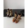 Primer Encuentro Ji Retro Punta Redonda Patchwork Lazo Tacón Oculto Botas Vaqueras Mujer Otoño Estilo Coreano Adelgazantes Botines