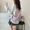 Bolso grande de nailon a cuadros para estudiante, sencillo, de estilo coreano, estilo artístico, de color liso, tipo mensajero, para mujer