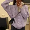 Suéter de Punto Trenzado Estilo Coreano Otoño e Invierno Nuevo Retro para Mujer Estilo Holgado Perezoso Ropa Exterior Top de Punto Adelgazante Moda para Mujer