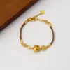 Pulsera de Pixiu de la Suerte Tridimensional Dorada con Strass y Cordón de Cuero Dorado, Cuenta de la Fortuna, Nueva Tendencia Nacional Estilo Chino Pulsera Joyería