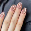 Pontas de Unha Cat Eye Unhas Usáveis Venda Quente Transfronteiriça Cor Sólida Unhas Postiças Cat Eye Quadrado Europeu Amêndoa Nail Art Adesivos de Unha