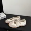 Tênis de balé em couro genuíno em estoque, tênis Mary Jane com aumento de 3,5 cm ~ sola macia, fecho de velcro, sapatos casuais versáteis