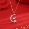 Collar del zodiaco de plata esterlina S925 para mujer, moda nacional, año de nacimiento con incrustaciones de circonitas, cadena de clavícula con luna, regalo de cumpleaños