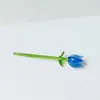 Mini Buquê de Tulipas de Vidro Artesanal com Flores Artificiais Frescas e Perenes para Decoração em um Vaso