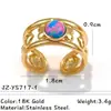 Anillo Popular Europeo y Americano de Acero Inoxidable y Piedra Natural, No se Desvanece, Retro, Lujo Ligero, Gama Alta, Anillo Abierto de Acero de Titanio Transfronterizo