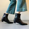 2026 Botas Plissadas Femininas Estilo Retro Old Money Salto Baixo Corrente Lateral Bico Quadrado Salto Grosso Versátil Outono e Inverno Novas Botas de Cano Curto Martin