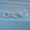 Anillo Ajustable Irregular Ovalado de Doble Capa con Circonita de Lujo Ligero Estilo Europeo y Americano, Anillo Sencillo y Exquisito, Joyería de Moda Personalizada