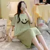 Pijama para Mujer Verano Nuevo Camisón de Longitud Media 2022 Simple Holgado para Usar Afuera, Una Pieza Cabello