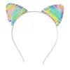 Orelhas de gato de desenho animado europeias e americanas lantejoulas que mudam de cor tiara de cabelo linda princesa doce fina tiara de cabelo acessório de cabelo