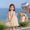 Vestido Infantil Verão Fashionável Primavera e Outono Asas Bebê Novo Estilo Vestido Formal Princesa Crianças Lantejoulas Camadas Saia Bolo