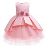 Vestido Colete Infantil Vestido de Festa Vestido de Princesa Malha Bordada Floral Tridimensional 3D Vestido Infantil Meninas Vestido Cauda de Peixe