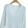 Top de punto fino, semi-transparente, ajustado, sexy, de manga larga para mujer, nuevo diseño de principios de otoño, camiseta con cuello en V, top versátil para capas