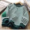 Ropa Infantil Ropa de Primavera y Otoño Niños y Niñas Sudaderas Nuevas Camisetas Interiores para Niños Estilo Coreano Bebé Rayas Tops Estilo Forrado de Polar