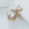 Nova cor de retenção de cor banho de ouro genuíno zircônia acessórios DIY pingente flor personalizada geométrica temperamento colar feminino
