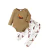 Conjunto de Bebé Pato de Dibujos Animados Bordado Algodón Body de Manga Larga Pantalones Largos Gorro Conjunto de Tres Piezas Conjunto Transfronterizo para Recién Nacido
