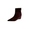 []Botines de Tobillo para Mujer 2026 Otoño/Invierno Nuevos de Puntera Puntiaguda con Cuña de Gamuza Moda Francesa con Cierre Trasero