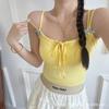 Verão Pure Desire Bow Belo Colete Roupa Interior Feminina com Almofada no Peito Envolvendo Peito Desgaste Externo Assentamento Umbigo Exposto Top Curto