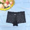 Calcinhas de Renda Plus Size de Comércio Exterior, Calcinhas de Renda Respiráveis Sexy Vazadas para Mulheres, Boxer de Cintura Média, Sexy