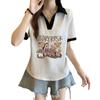 Camiseta Estampada de Manga Corta para Mujer Talla Grande para Verano 2026 Nuevo Estilo para Mujer Corte Holgado Reductor de Edad Adelgazante Camisa Polo Superior