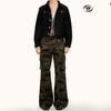 Pantalones Cargo Yongfang de Micro-Bota Camuflados para Hombres y Mujeres, Estilo Europeo y Americano, Adelgazantes, Multibolsillos, Pierna Recta, Corte Delgado, Pantalones Casuales Retro