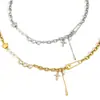 Acessórios de Colar Estilo Europeu e Americano Silenciosos e Chiques para Mulheres Transfronteiriço Aço Inoxidável Dourado 18K com Diamantes Cruz Estrela de Cinco Pontas Colar Clipes de Papel