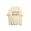Camiseta feminina de algodão puro, gola redonda, manga curta, alta qualidade, estilo americano, retrô, retrô, manga curta, marca da moda