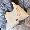 Bolsa Retrô de Primavera e Verão de Grande Capacidade para Mulheres 2025 Nova Moda Bolsa de Ombro para Trabalho Bolsa Tote com Padrão Tricotado Bolsa Balde