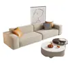Sofá de tela técnica estilo italiano, diseño minimalista y moderno, color crema, apto para apartamentos pequeños, forma de bloque, disposición de líneas rectas, sofá estilo nórdico para el dormitorio