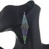 Joyas populares cadena de garra con pedrería borla larga color degradado aretes aretes para ambiente de escenario nupcial fabricantes al por mayor E779