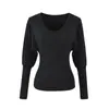 Camada Base Cincha-Cintura Outono e Inverno Elegante Slim Manga Longa Top Estilo Pura Luxúria Manga Morcego Tricô com Forro de Lã para Mulheres
