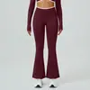 Calça Flare de Yoga Estilo Europeu e Americano Sensação de Pele Nu High-Elastic Seamless Quick-Dry Calça Fitness Levanta Bumbum Emagrecimento Flare Color Blocking Slim Calça Yoga