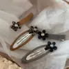 Pinza para el pelo vintage de acetato con estampado de leopardo y flor de pedrería, pinza Bb versátil y elegante, pasador ovalado para flequillo y accesorios para el cabello para mujer