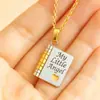 Collar de Acero de Titanio, Popular en Europa y América, Collar con Forma de Libro de Carta de Amor Grabada, Collar con Forma de Sobre de Carta de Amor Abrible, Cadena para Clavícula