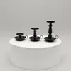Suporte de vela de metal preto personalizado da fábrica de origem, suporte de vela criativo de camada dupla com anéis, ornamento decorativo de suporte de vela para casa