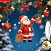Amazon Natal Papai Noel Pingente Acrílico 2D Pingente Plano de Árvore de Natal Ornamento de Festival Transfronteiriço