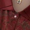 Camisa de manga larga para mujer de mediana edad y mayor, top holgado de talla grande, estampado vintage, prenda exterior fina versátil para madres
