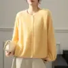 Ropa única y elegante / Suéter de cachemir con forro de forro polar blanco, jersey para mujer, cárdigan de punto de cachemir de imitación de lujo ligero