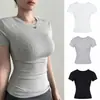 Camiseta Feminina Estilo Americano com Ombro Reto e Manga Curta, Estilo Verão Pura Desejo, Corte Justo, Gola Redonda, Azul Marinho, Comprimento Curto, Top Base para Menina Spicy