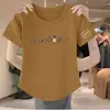 E-commerce Transfronteiriço~Camiseta de Manga Curta Estilo Mãe Redutora de Idade com Etiqueta Cortada Feminina Solta Tamanho Plus Size Cobertura de Barriga Sudadora Feminina