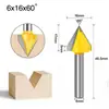 Conjunto de 6 Peças de Faca para Escultura 3D em Forma de V, Faca para Gravação Computadorizada Tridimensional, Fresa para Marcenaria, Cabeça de Fresagem em Forma de V, 60 Graus, 90 Graus, 120 Graus