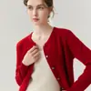 Estilo minimalista~Suéter cardigã de gola redonda 100% caxemira pura feminino solto malha simples cor sólida peça externa top