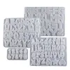 Papoula DIY Resina de Cristal Espelho Letras Inglesas Maiúsculas e Minúsculas Pingente de Brinco Pingente de Número Molde de Silicone