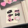 Pasador para el cabello de hueso de gatito rosa y negro Y2K Sexy Corazón Mini Clip de pico de pato Chica Corazón Dibujos animados Tocado Flequillo femenino