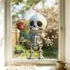 BRUP Versión Q Calavera Linda Rosa Roja Pegatina Electrostática para Ventana Decoración de Ventana de Vidrio de Halloween Pegatina BR-JD5825C