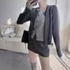 Cárdigan de punto de dos piezas falsas a color contrastante para mujer Otoño e Invierno Nuevo estilo coreano Suelto Estilik Ropa Estilik Suéter interior Chaqueta holgada