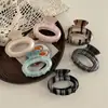 Pinza de Agarre Ovalada con Degradado de Crema Placa Francesa para Agarrar la Mitad de la Cabeza Pinza de Tiburón Accesorios para el Cabello de la Mitad de la Cabeza para Mujeres