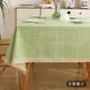 Mantel de algodón y lino a cuadros fresco para mesa de café mesa de comedor tela de encaje para estudiantes de jardín de infantes mantel rectangular para picnic