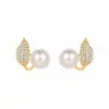 Pendientes con un Toque de Lujo Ligero y de Gama Alta, Pendientes de Plata 925 con Aguja y Perla Natural, Pendientes Franceses Elegantes con Diseño de Hoja para Mujer